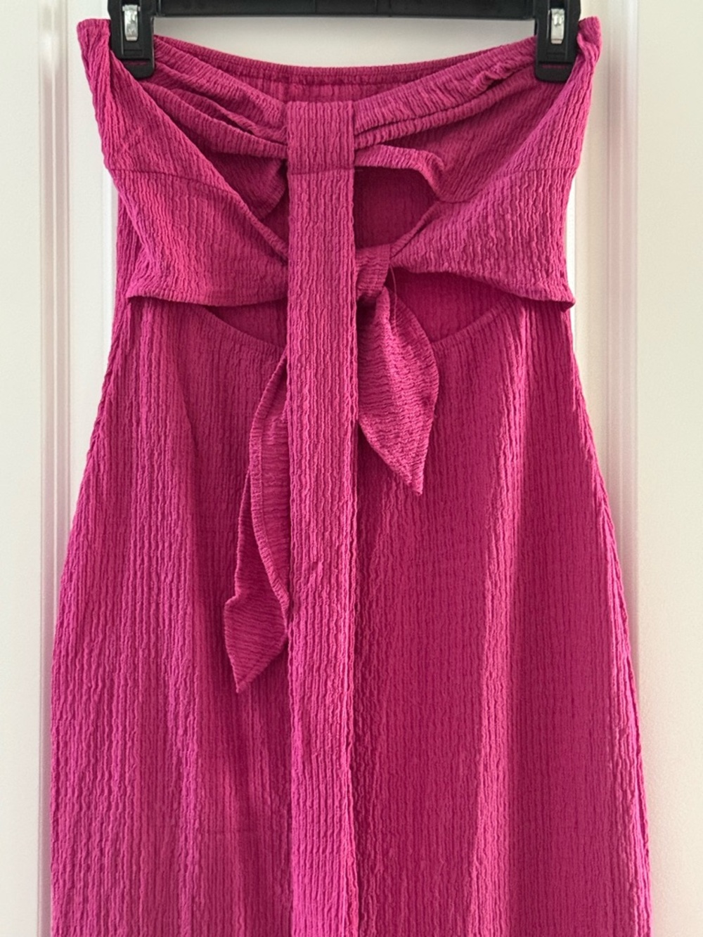 Shein Pink Midi Dress With Textured Fabric & Bow Tie Back Size M - Picture 6 of 7